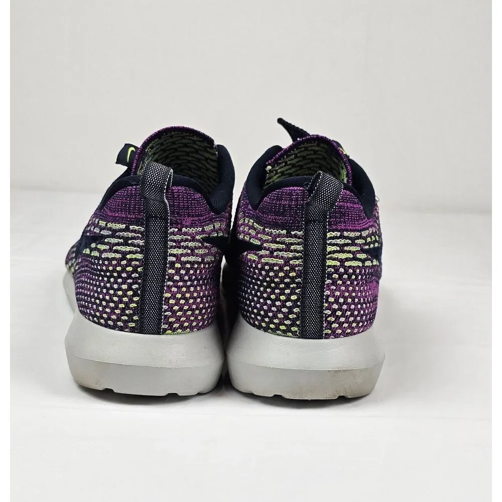 Nike Flyknit Rosherun Sneakers Mens 13. 677243-400 Dark Obsidian Fushia‎ Shoes.